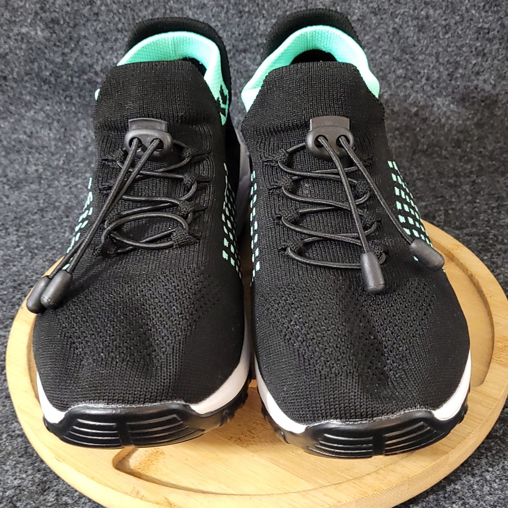 Orthoshoes Walking Sneakers Womens 9/EU 40 Black Mint Green Knit Toggle Slip On - Picture 3 of 12